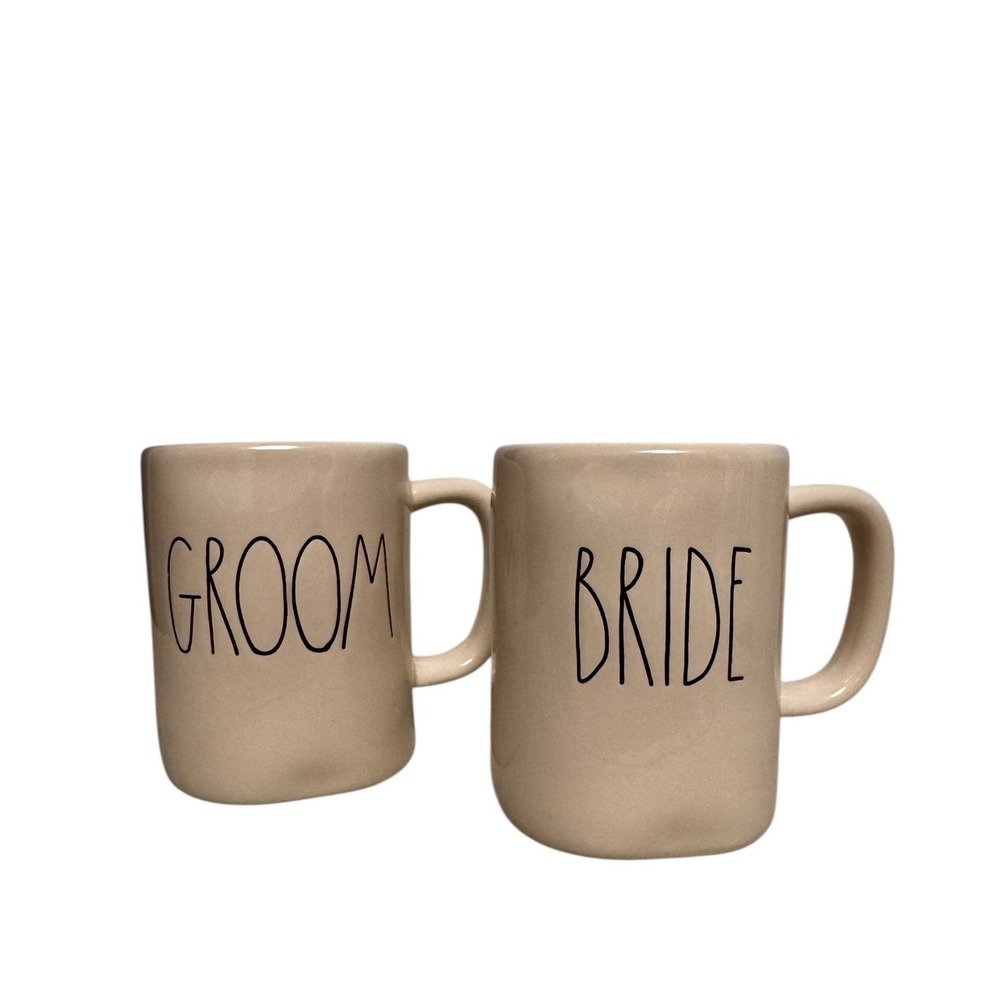 Rae Dunn Artisan Collection Bride Groom Mugs‎ Set Ceramic